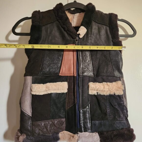 NEW Patchwork Leather Vest Handmade Handcrafted Size Extra Small XS Black Brown - Picture 9 of 11